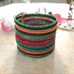 Multi-colored beaded cuff bracelet